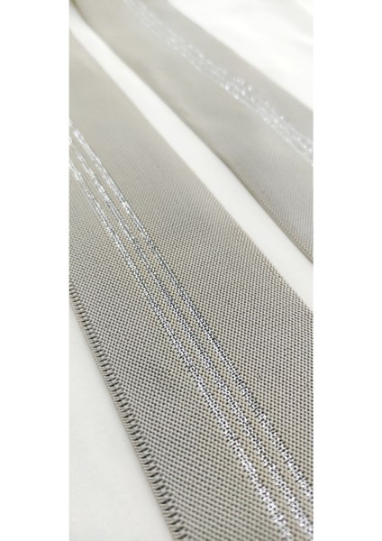 Ekru Gri Gümüş Simli Desen Lastik Şerit fiyatları