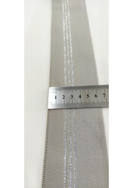 Ekru Gri Gümüş Simli Desen Lastik Şerit fırsatları