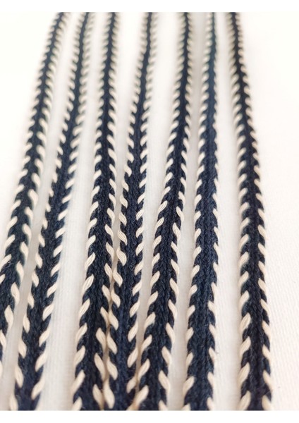 Lacivert Krem Renk Örme Şerit