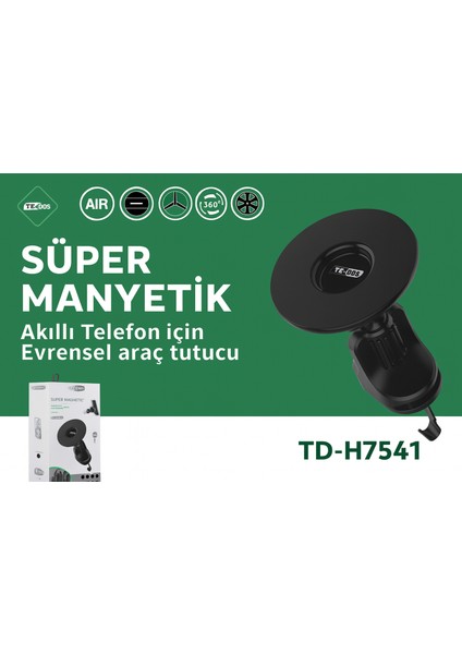 Süper Manyetik Araç Telefon Tutucu TD-H7541 | 360° Dönebilen Metal Kancalı Havalandırma Klipsli | iPhone 12-13-14 ile Uyumlu Manyetik Destekli Akıllı Telefon Tutucu TD-H7541 indirimleri
