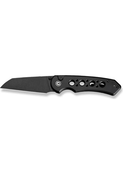 Pragma Prime Thumb Stud & Button Lock Knife All Black Aluminum Handle Çakı