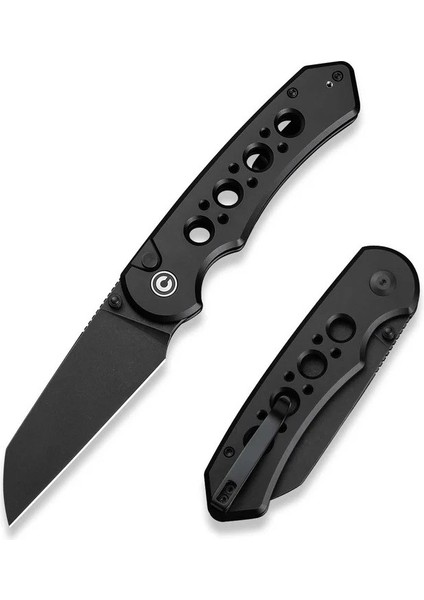 Pragma Prime Thumb Stud & Button Lock Knife All Black Aluminum Handle Çakı fiyatları