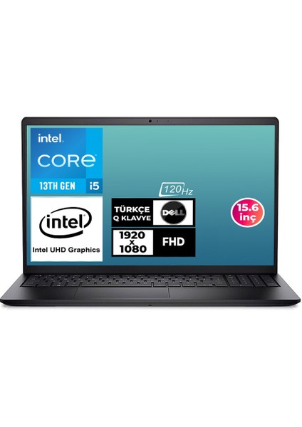 Vostro 3530 I5-1334U 16GB 512GB SSD 15.6" Fhd Ubuntu Taşınabilir Bilgisayar+Hediye Çanta