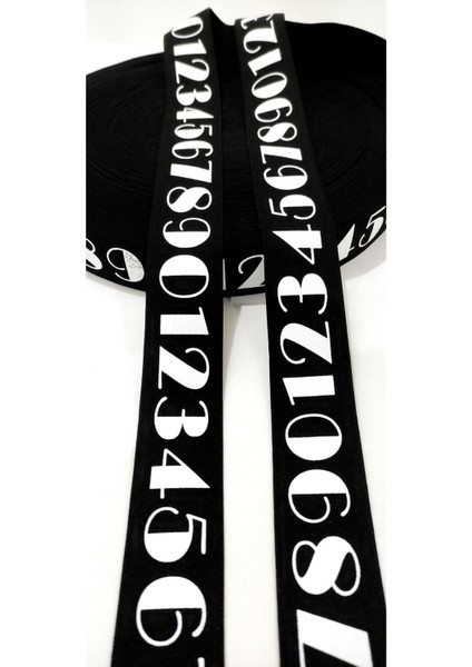 Siyah Beyaz Rakam Desenli Lastik Şerit fiyatları