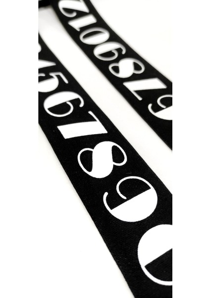 Siyah Beyaz Rakam Desenli Lastik Şerit modelleri