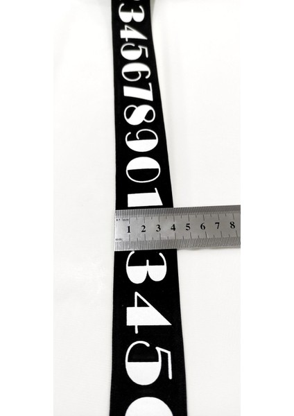 Siyah Beyaz Rakam Desenli Lastik Şerit fırsatları