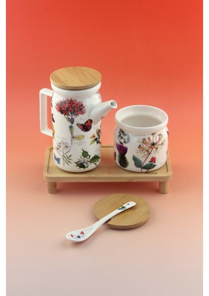 Botanik Bambu Standlı Porselen Yağlık & Baharatlık Seti fiyatları