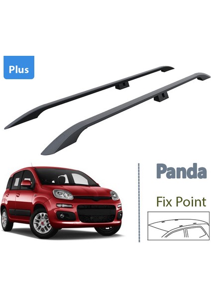 Fiat Panda 319 2011-2025 Araç Üstü Alüminyum Tavan Yan Rayları Plus Serisi - Siyah
