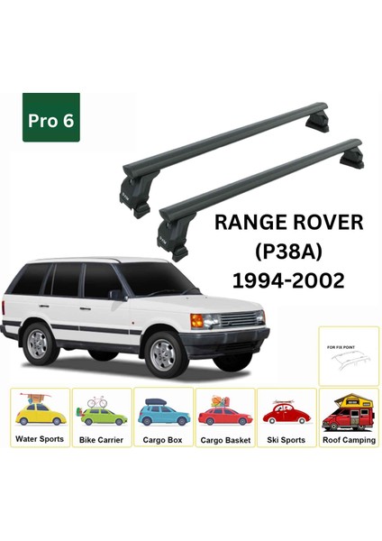 Land Rover Range Rover (P38A) 1994-02 Tavan Taşıyıcı Ara Barlar – Vidalı Montaj, Toros Fix Pro, Siyah fiyatları