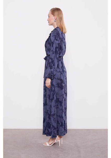 Lacivert Fırfır Detaylı Cupra Elbise modelleri