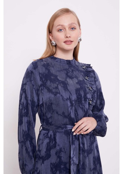 Lacivert Fırfır Detaylı Cupra Elbise fırsatları