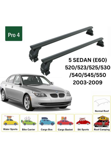 Bmw 5 Sedan E60 2003-2009 Oluksuz Üst Tavan Portbagaj Taşıyıcı Ara Atkısı Toros Serisi Pro 4 Siyah fiyatları