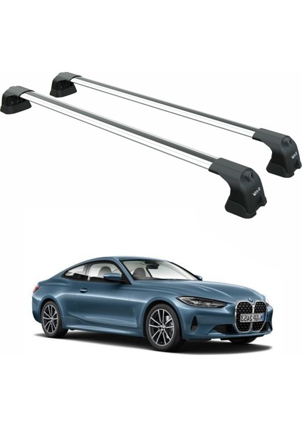 Bmw 4 Series Coupe G22 (2021-2025) – Roof Rack Cross Bars (Fix Point, Aluminum, Gri)