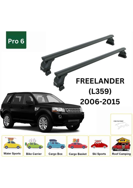 Land Rover Freelander (L359) 2006-15 Roof Rack Tavan Taşıyıcı Ara Barlar – Vidalı Montaj, Toros Fix Pro, 6 Alu Siyah fiyatları