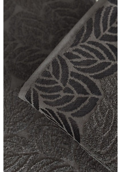 2'li Jakarlı Yaprak Desenli %100 Pamuk El Yüz HAVLUSU-50X90CM-ANTRASIT modelleri