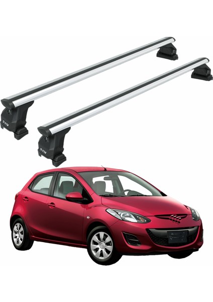 Mazda 2 Series 2007-2015 Tavan Taşıyıcı Ara Barlar – Vidalı Montaj, Toros Fix Pro, Gri
