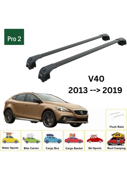 Volvo V40 2013-2019 Portbagaj Taşıyıcı Ara Atkisi - Ara Çubuk Paw Pro 2 Siyah fiyatları