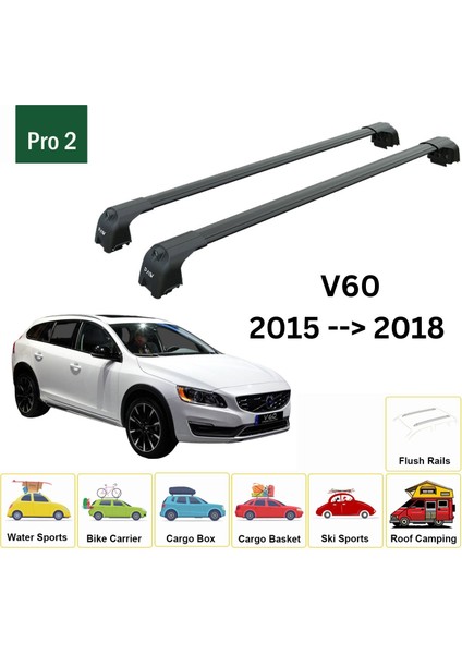 Volvo V60 Cross Country 2015-2018 Portbagaj Taşıyıcı Ara Atkisi - Ara Çubuk Paw Pro 2 Siyah fiyatları