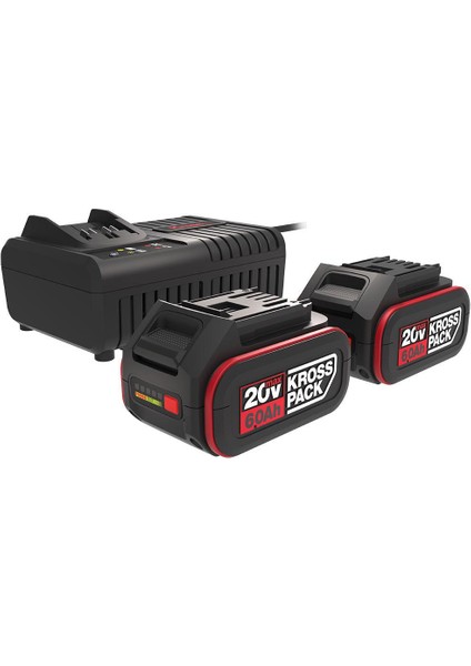 KAD22 20VOLT 6.0AH Kross Pack Li-Ion Çift Akü ve Akü Şarj Cihazı