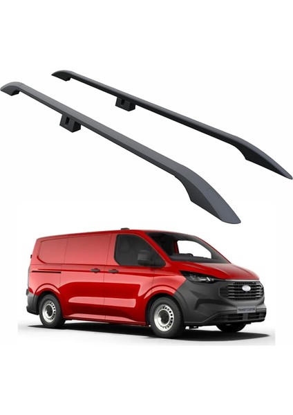 Ford Transit Custom Uzun Şase 2023-2026 Araç Üstü Alüminyum Tavan Yan Rayları Plus Serisi - Siyah