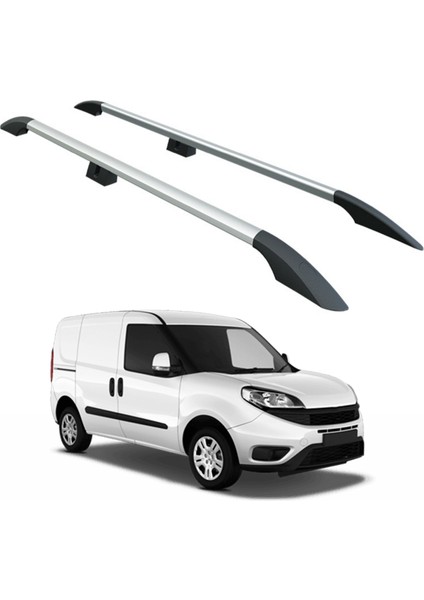 Fiat Doblo Uzun Şase 2010-2020 Van Araç Üstü Alüminyum Tavan Yan Rayları Plus Serisi - Gri