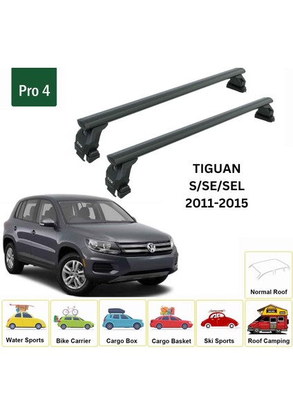 Volkswagen Tiguan 2011-2015 Oluksuz Üst Tavan Portbagaj Taşıyıcı Ara Atkısı Toros Serisi Pro 4 Siyah fiyatları