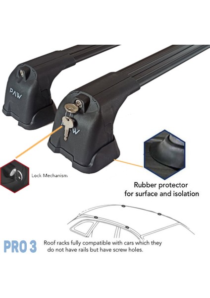 Dacia Logan 2004-2012 Portbagaj Taşıyıcı Ara Atkı Aparatı Paw Pro 3 Siyah fırsatları