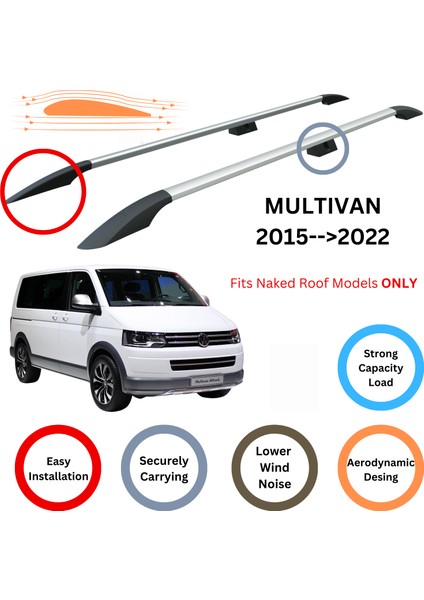 Volkswagen Multivan 2015-2022 Araç Üstü Alüminyum Tavan Yan Rayları Plus Serisi - Gri fiyatları