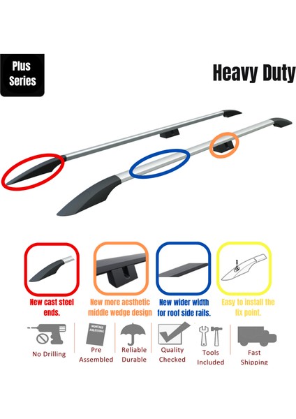 Volkswagen Multivan 2015-2022 Araç Üstü Alüminyum Tavan Yan Rayları Plus Serisi - Gri modelleri