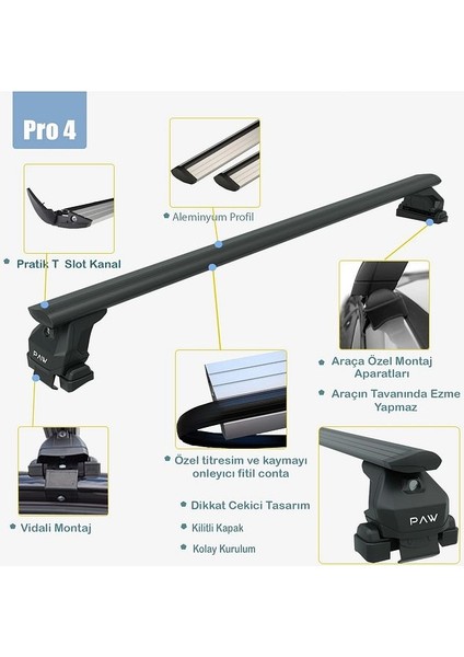 Chery Omoda 5 Pro Ara Atkısı Tavan Taşıyıcı Paw Pro 2 Siyah fiyatları
