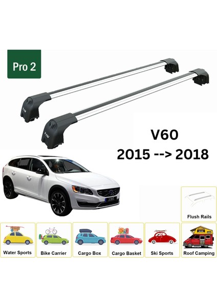 Volvo V60 Cross Country 2015-2018 Portbagaj Taşıyıcı Ara Atkisi - Ara Çubuk Paw Pro 2 Gri fiyatları