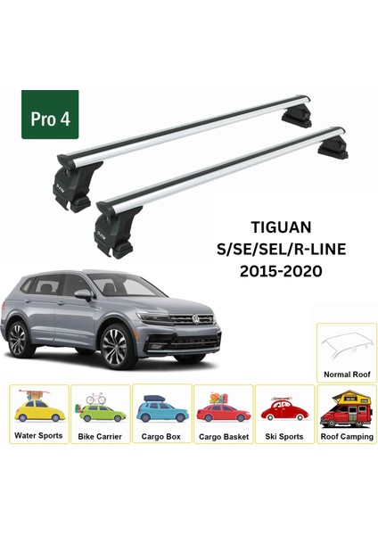 Volkswagen Tiguan 2015-2020 Oluksuz Üst Tavan Portbagaj Taşıyıcı Ara Atkısı Toros Serisi Pro 4 Gri fiyatları
