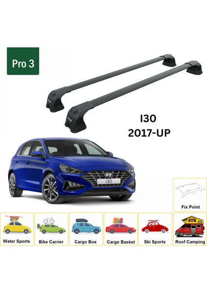 Hyundai I30 2017-2025 Portbagaj Taşıyıcı Ara Atkı Aparatı Paw Pro 3 Siyah fiyatları