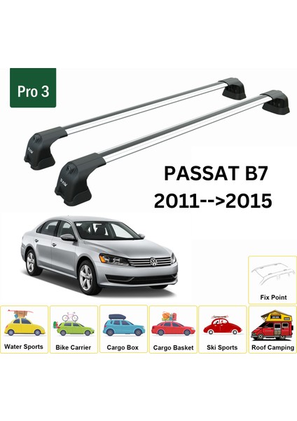 Volkswagen Passat Sedan B7 2011-2015 Oluksuz Üst Tavan Portbagaj Taşıyıcı Ara Atkısı Toros Serisi Pro 4 Gri fiyatları