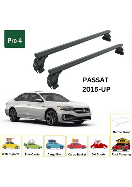 Volkswagen Passat Sedan B6 2005-2011 Oluksuz Üst Tavan Portbagaj Taşıyıcı Ara Atkısı Toros Serisi Pro 4 Siyah fiyatları