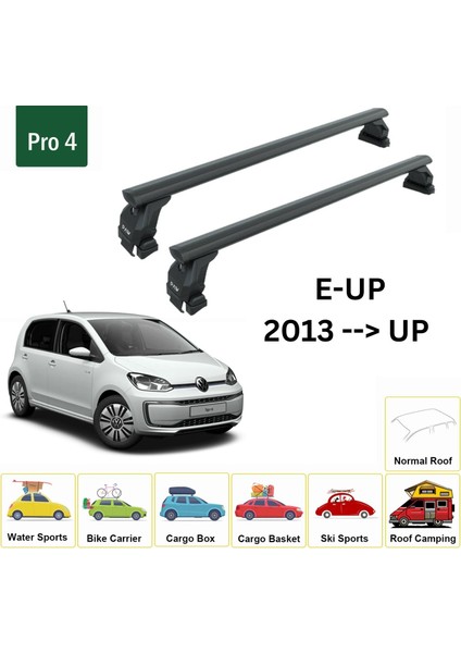 Volkswagen E-Up 2013-2019 Oluksuz Üst Tavan Portbagaj Taşıyıcı Ara Atkısı Toros Serisi Pro 4 Siyah fiyatları