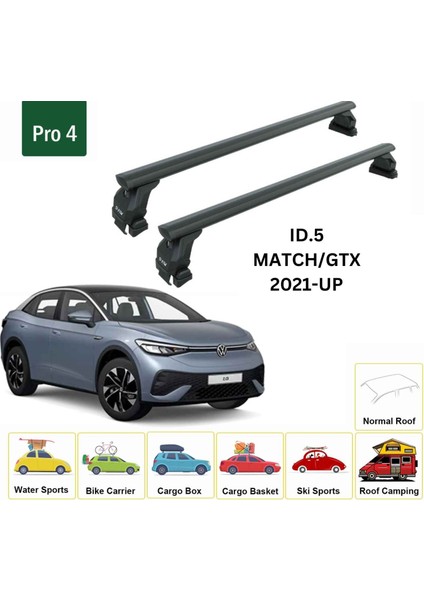 Volkswagen Id.5 2021-2025 Oluksuz Üst Tavan Portbagaj Taşıyıcı Ara Atkısı Toros Serisi Pro 4 Siyah fiyatları