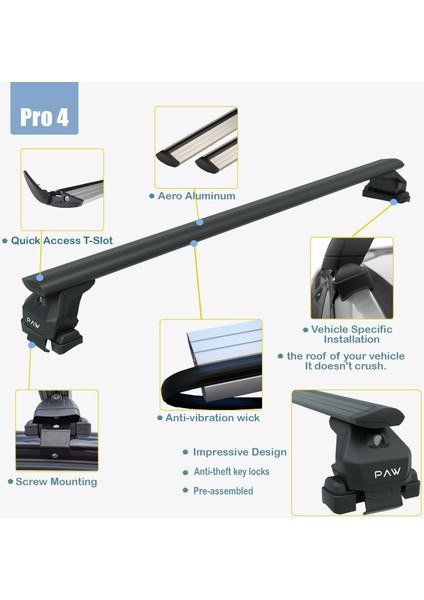 Dacia Sandero 2021-2025 Oluksuz Üst Tavan Portbagaj Taşıyıcı Ara Atkısı Toros Serisi Pro 4 Siyah fiyatları