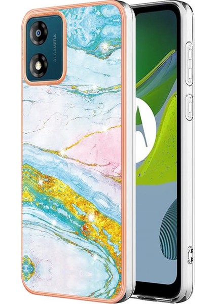 Motorola Moto E7 Güç Koruma Yumuşak Tampon Mermer Desen Ince (Yurt Dışından)