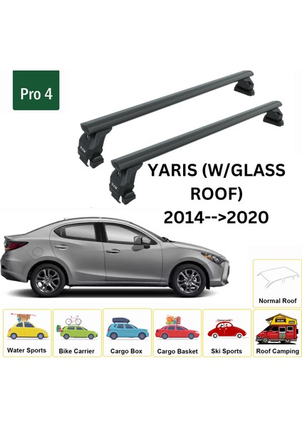 Toyota Yaris Sedan 2014-2020 Oluksuz Üst Tavan Portbagaj Taşıyıcı Ara Atkısı Toros Serisi Pro 4 Siyah fiyatları