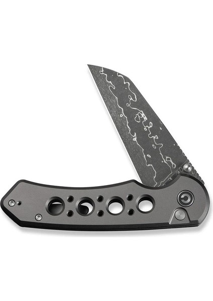 Pragma Prime Thumb Stud & Button Lock Knife Gray Aluminum Handle Damascus Çakı fırsatları