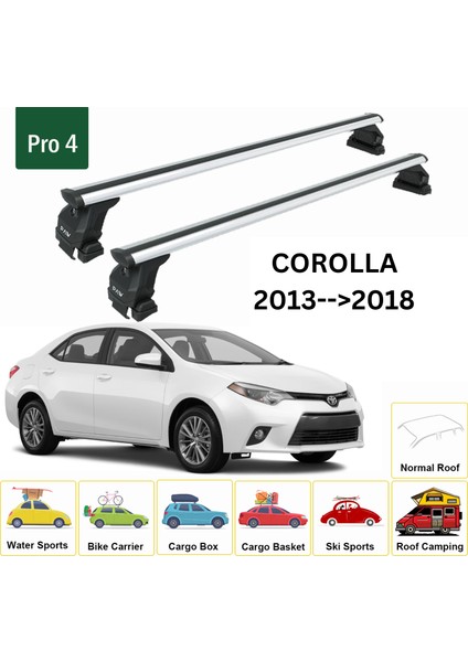 Toyota Corolla Sedan 2013-2018 Oluksuz Üst Tavan Portbagaj Taşıyıcı Ara Atkısı Toros Serisi Pro 4 Gri fiyatları