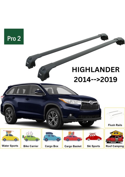 Toyota Highlander 2014-2019 Portbagaj Taşıyıcı Ara Atkisi - Ara Çubuk Paw Pro 2 Siyah fiyatları