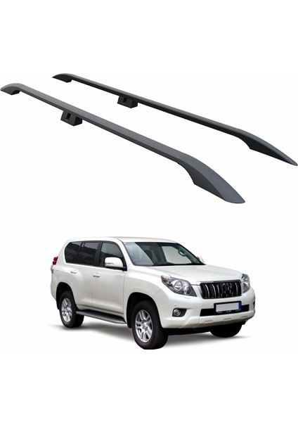 Land Cruiser Prado J120 2002-2009 Araç Üstü Alüminyum Tavan Yan Rayları Plus - Siyah