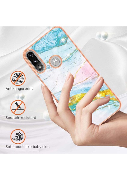 Motorola Moto E7 Güç Yumuşak Tampon Mermer Desen Ince Tpu Için Kılıf (Yurt Dışından) fırsatları