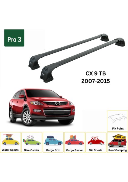 Mazda Cx 9 Tb 2007-2015 Portbagaj Taşıyıcı Ara Atkı Aparatı Paw Pro 3 Siyah fiyatları