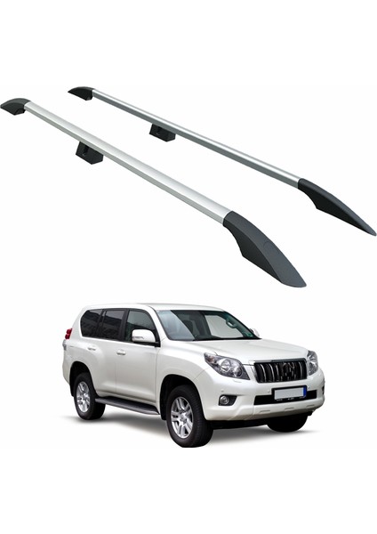 Land Cruiser Prado J120 2002-2009 Araç Üstü Alüminyum Tavan Yan Rayları Plus - Gri