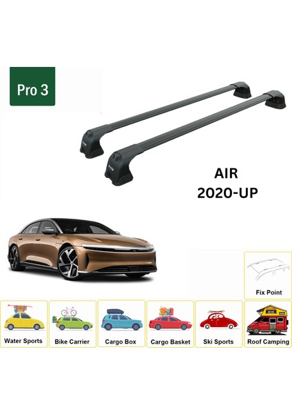 Lucid Air 2020-2025 Portbagaj Taşıyıcı Ara Atkı Aparatı Paw Pro 3 Siyah fiyatları