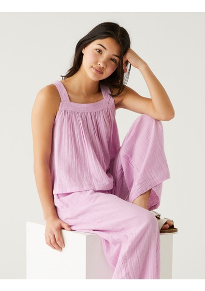 Saf Pamuklu Regular Fit Müslin Bluz (6-16 Yaş)