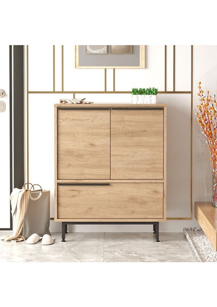 Bohem Ayakkabılık Çok Amaçlı Dolap 3 Kapaklı Metal Ayaklı Sepet BOH8C-S